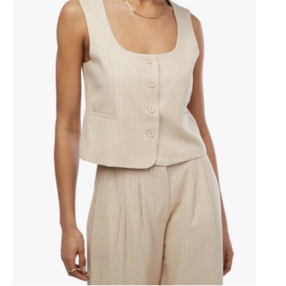 We Wore What Scoop Tailored Vest Top, Safari Multi Tan | Size Medium